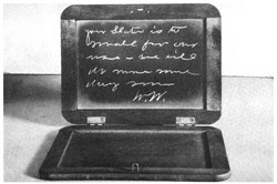 Fig 15: 'Locked slate' used by Dr Henry Slade in his writing tests at Philadelphia